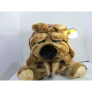 ToyWorks Floppy Realistic Brown Puppy Dog Wrinkled Face Sharpei 20" Long w/Tag
